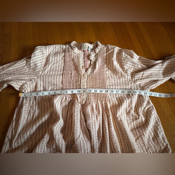 Vtg LL Bean Dobby Pintuck Cream/Beige Cotton Prairie Flannel Nightgown, Size XL - Picture 2 of 6